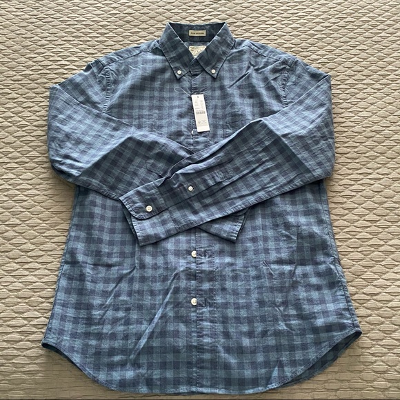 J.Crew Mens Small Blue Gingham Slim Untucked Shirt - Picture 6 of 11